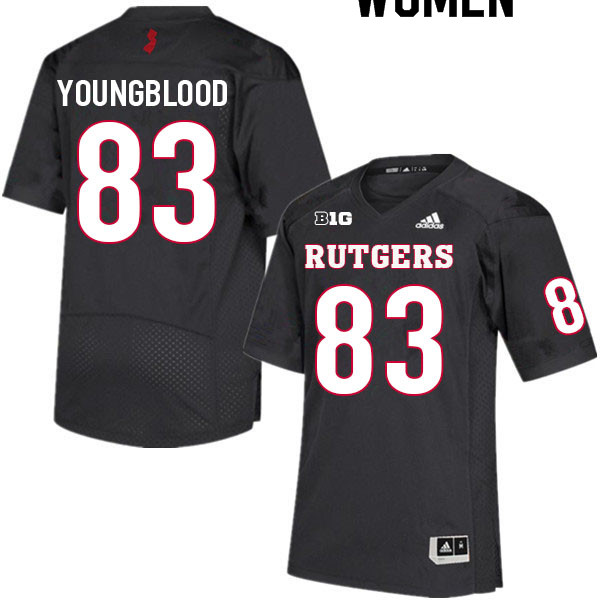 Women #83 Joshua Youngblood Rutgers Scarlet Knights College Football Jerseys Sale-Black - Click Image to Close